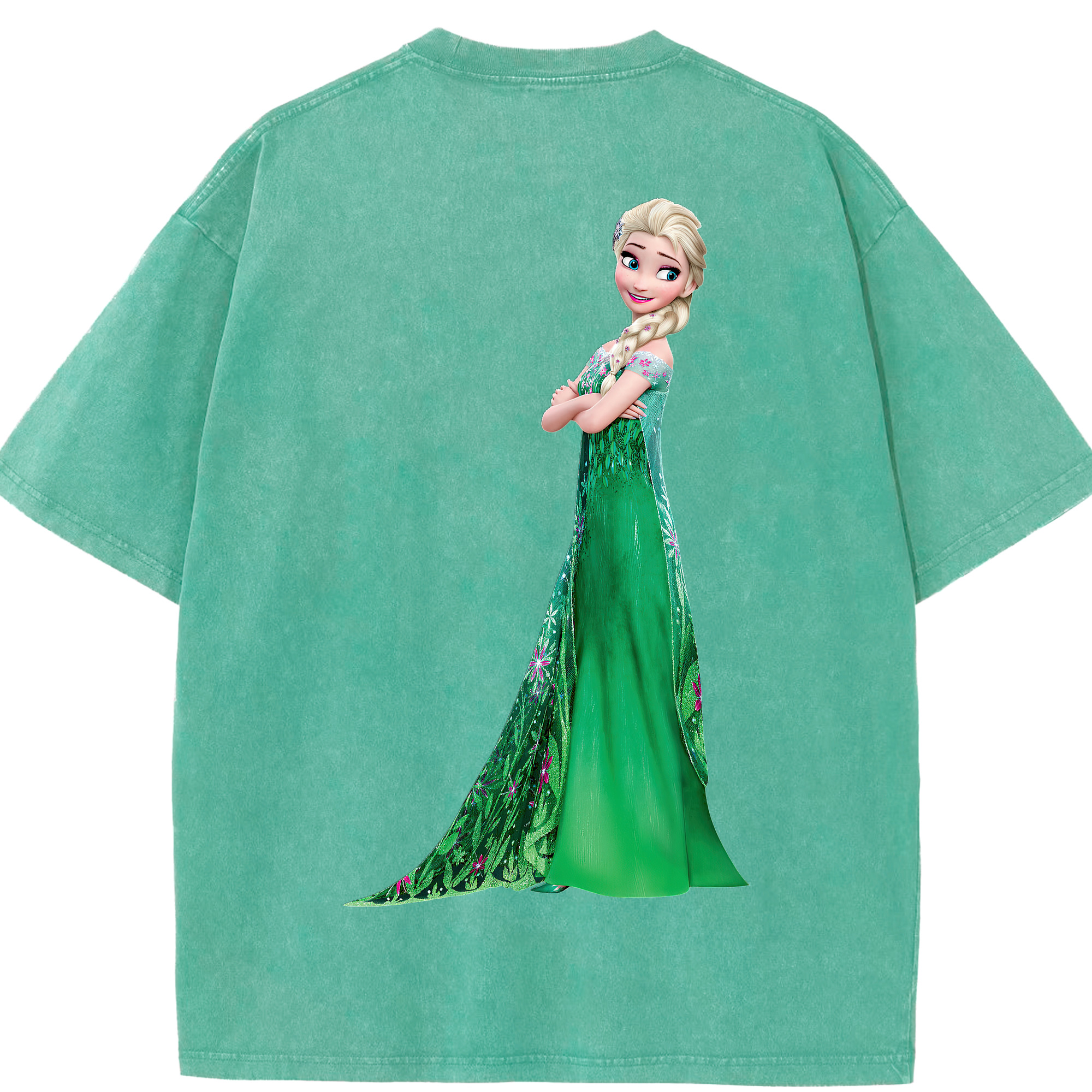 （画像用） アナと雪の女王 アンナ エルサ Frozen Anna Elsa 綿100% ヴィンテージ風 半袖Tシャツ（背面プリント）